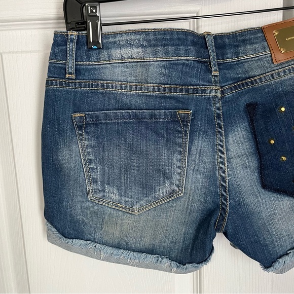 LADY DUTCH GOLD STUDDED JEAN SHORTS - Picture 7 of 11